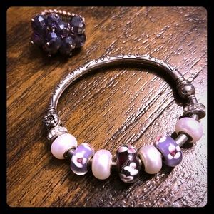 Beautiful Purple Painted Bead Bracelet